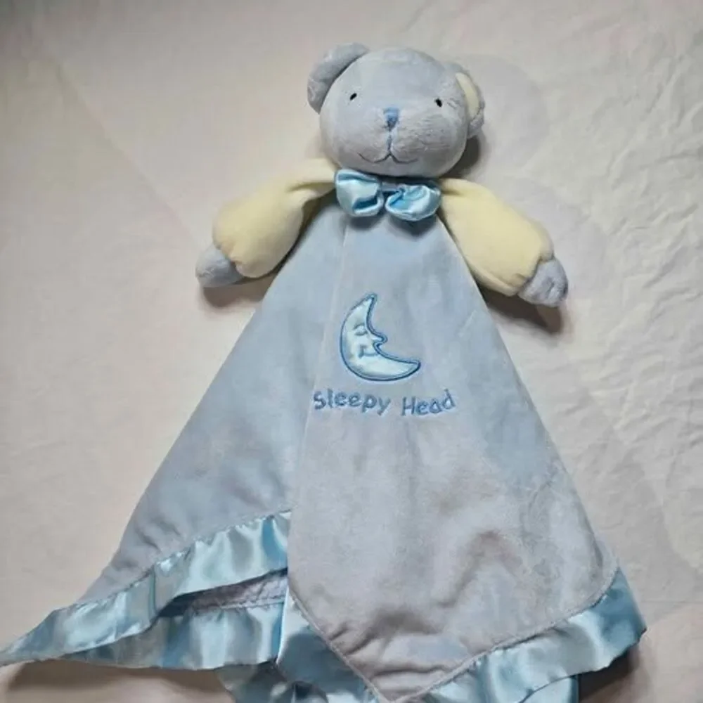 Blue bear lovey woobie security blanket 